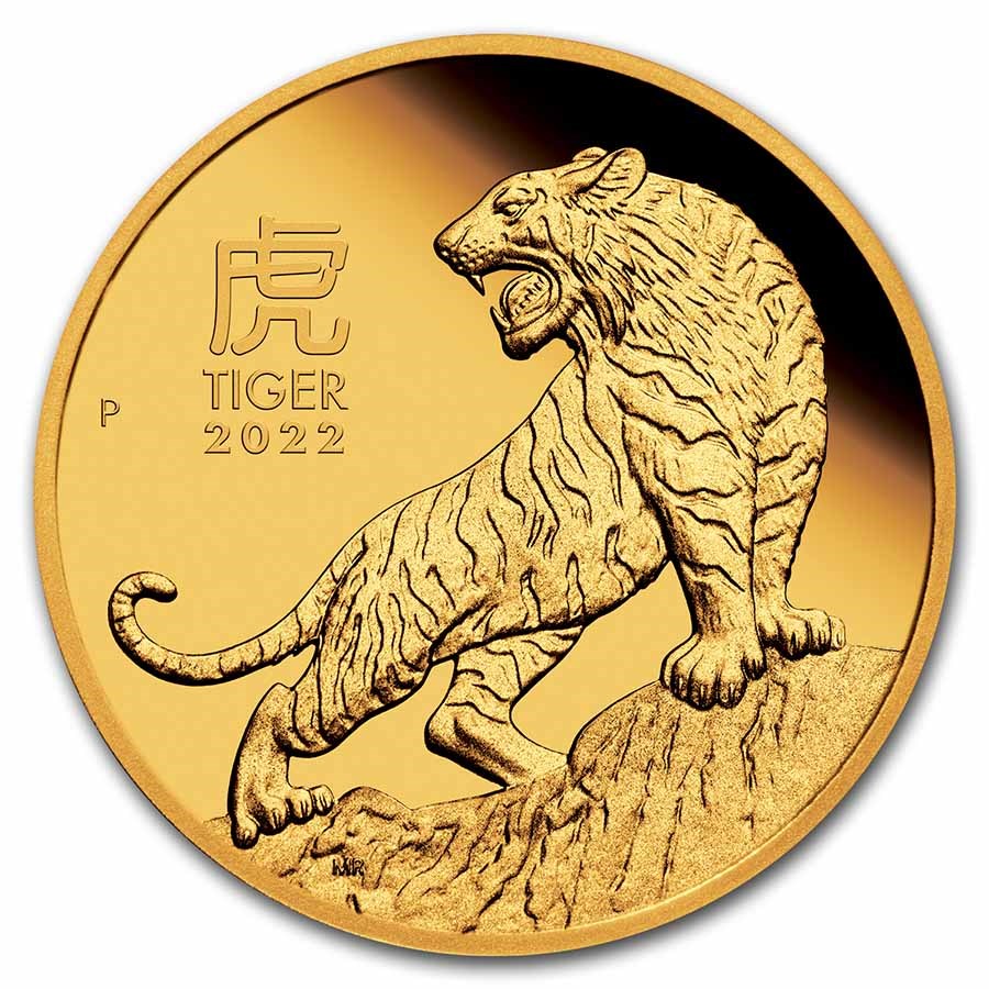 2022 Australia 1/4 oz Gold Lunar Tiger Proof (w/Box & COA)