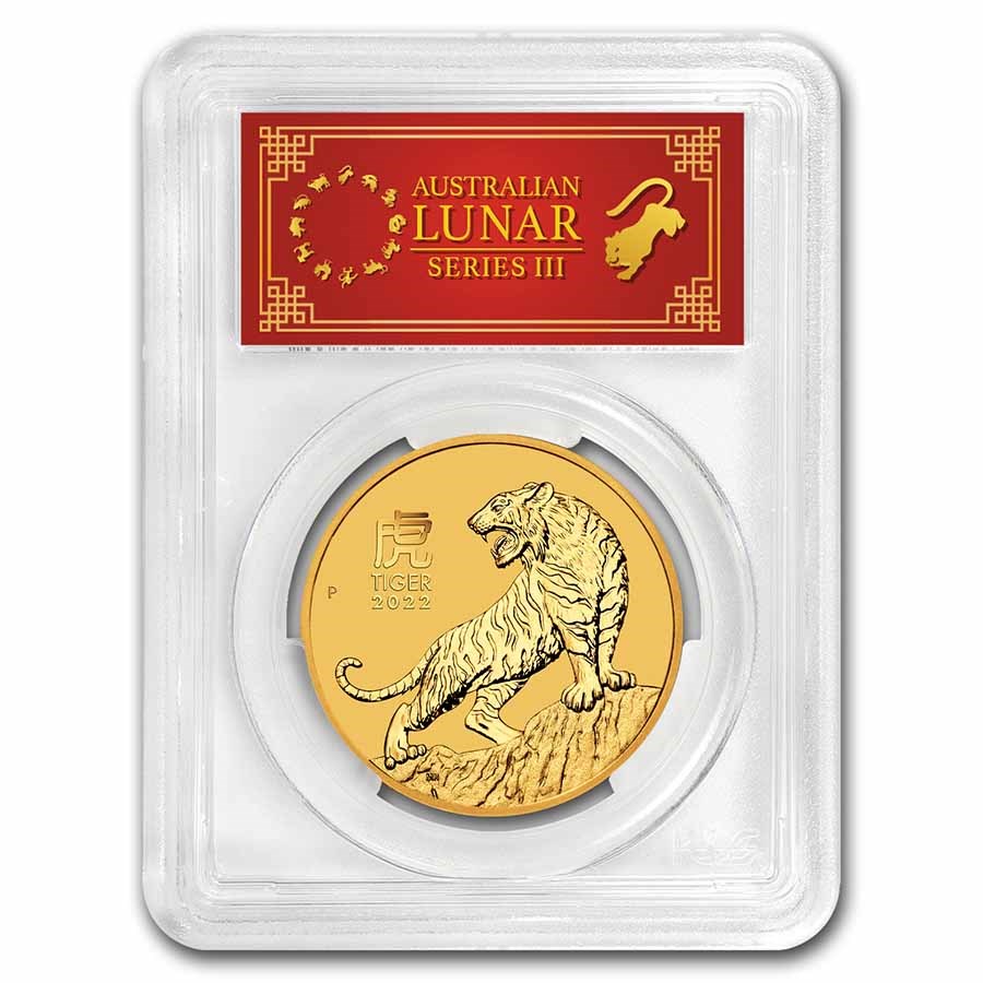 2022 Australia 1 oz Gold Lunar Tiger MS-70 PCGS (FDI Red Label)