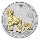 2022 Australia 1 oz Silver Lunar Tiger (Gilded, w/Box & COA)