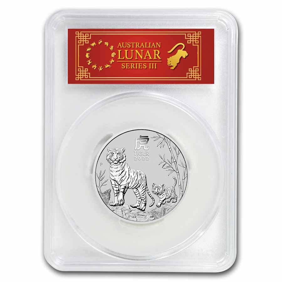 2022 Australia 2 oz Silver Lunar Tiger MS 70 (FS, Red Label)