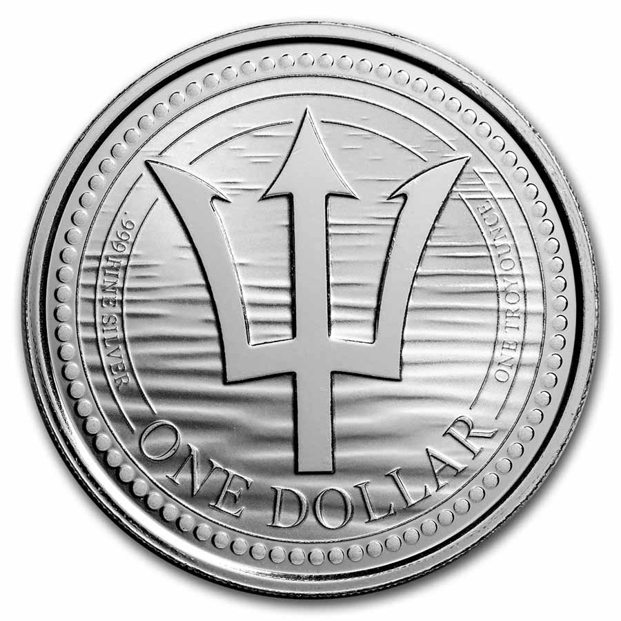 2022 Barbados 1 oz Silver Trident BU