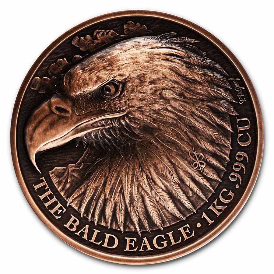 Buy 2022 Benin 1 kilo Copper Antique Atélier P. De Greef; Bald Eagle ...