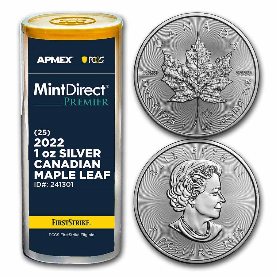 2022 CAN Silver Maple Leaf (25-Coin MD® Premier Tube + PCGS FS)