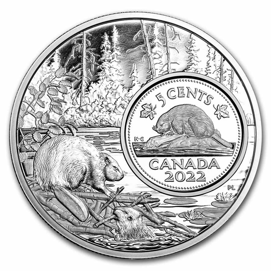 Buy 2022 Canadian 5 oz Silver 5-Cent The Beaver | APMEX