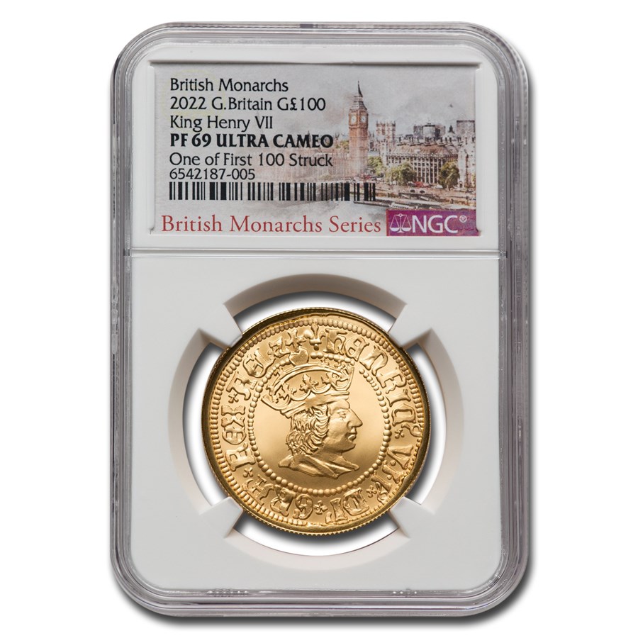 2022 England 1 oz Gold 100 Pounds King Henry VII PF-69 NGC (100)