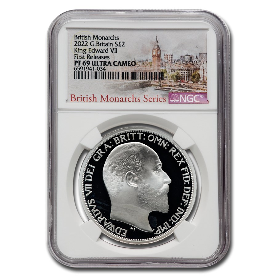 2022 England 1 oz Silver 2 Pounds Edward VII PF-69 UCAM NGC (FR)