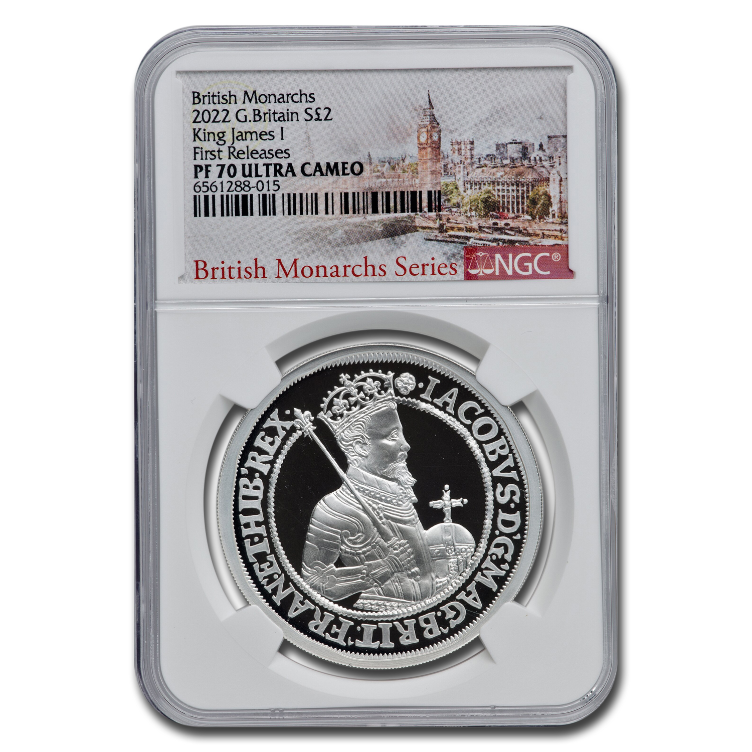 Buy 2022 England 1 oz Silver 2 Pounds James I PF-70 UCAM NGC (FR