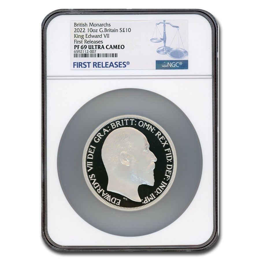 2022 England 10 oz Silver 10 Pound Edward VII PF-69 UCAM NGC (FR)