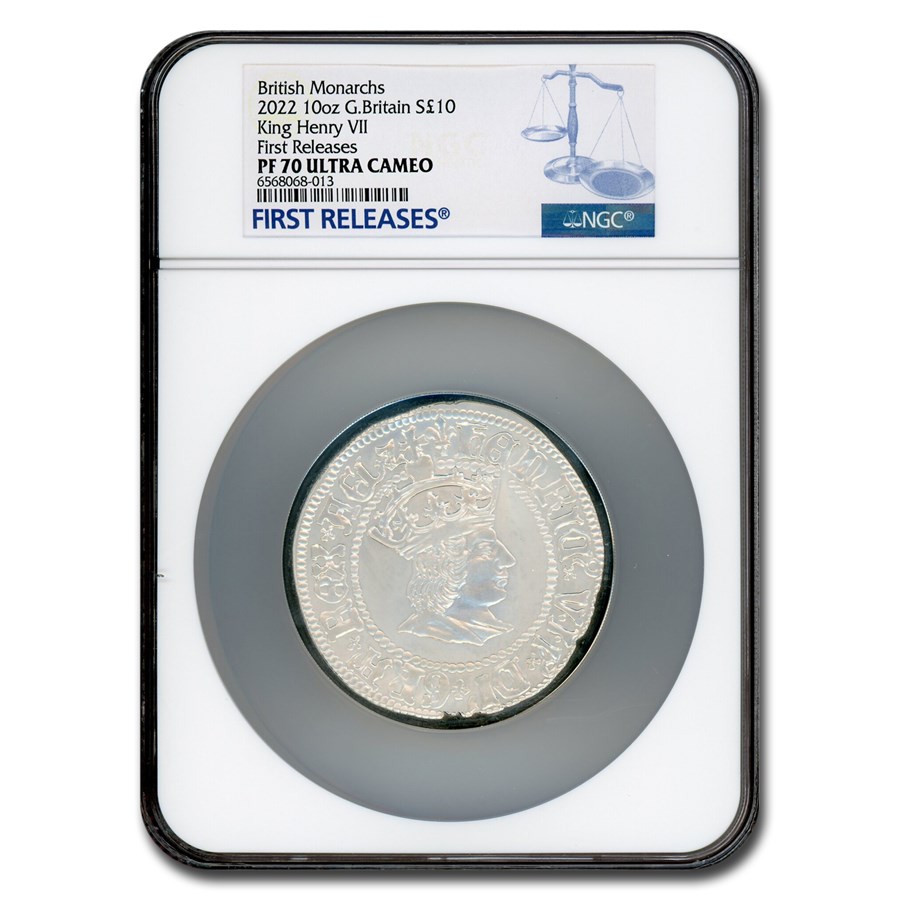 2022 England 10 oz Silver 10 Pounds King Henry VII PF-70 NGC (FR)