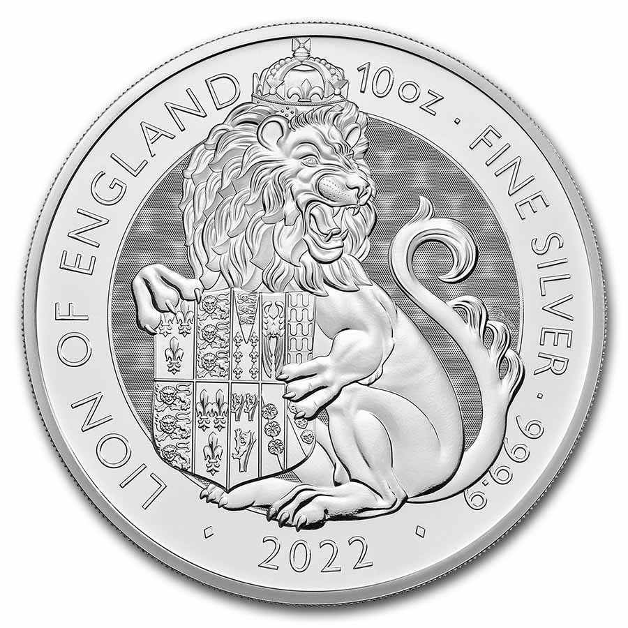 2022 GB 10 oz Silver Royal Tudor Beasts The Lion of England BU