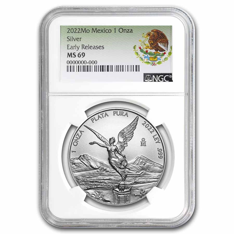 2022 Mexico 1 oz Silver Libertad MS-69 NGC (ER, Coat of Arms)