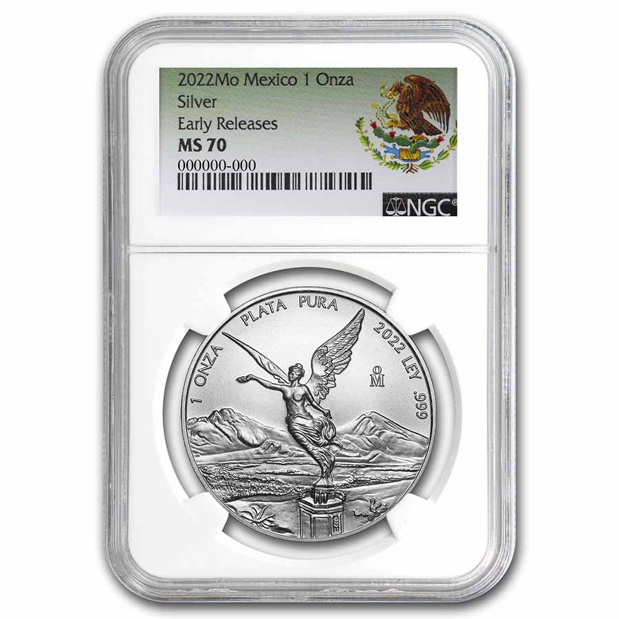 2022 Mexico 1 oz Silver Libertad MS-70 NGC (ER, Coat of Arms)