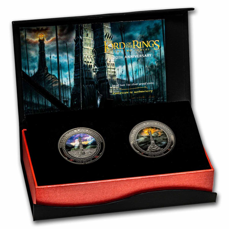 2022 New Zealand 2-Coin Silver The Two Towers 20 Anniversary Set