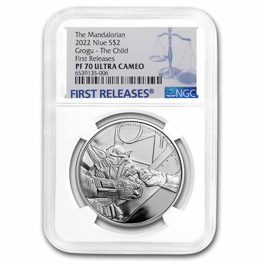 2022 Niue 1 oz Ag $2 Ag Star Wars Classic Grogu PF-70 UCAM NGC