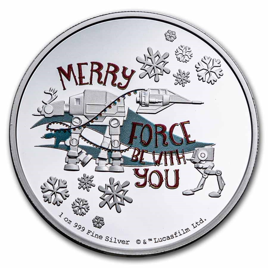 2022 Niue 1 oz Ag $2 Star Wars Season's Greetings Ornament Proof