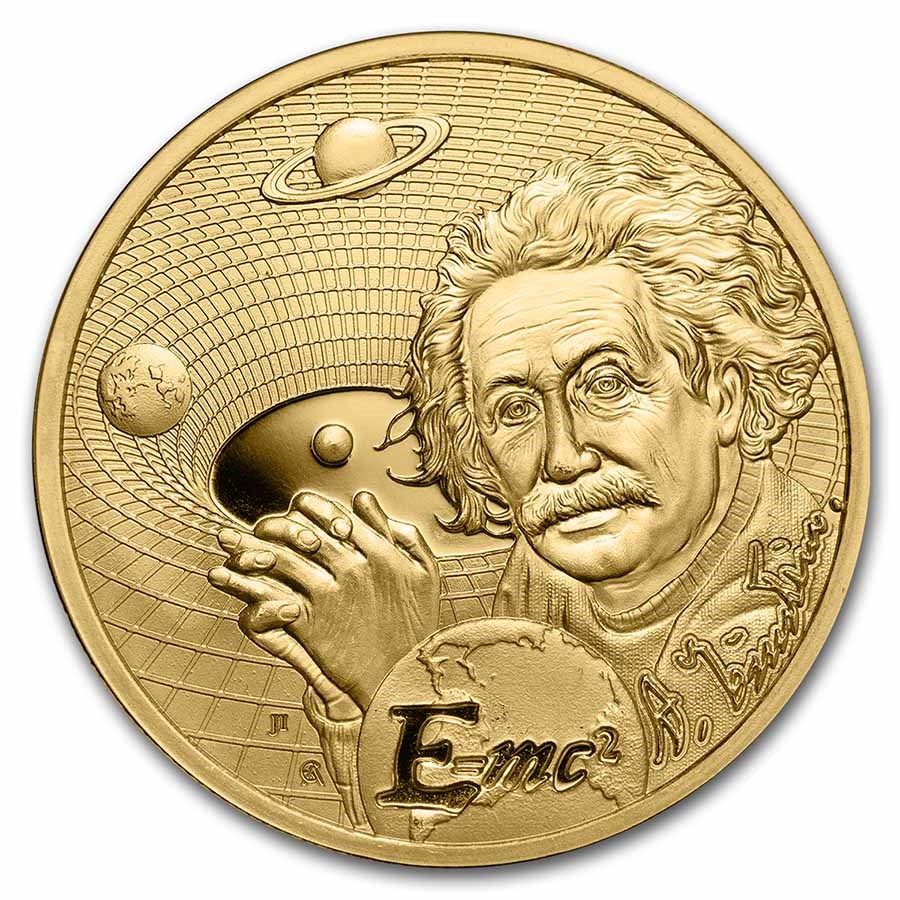2022 Niue 1 oz Gold Icons of Inspiration: Albert Einstein BU