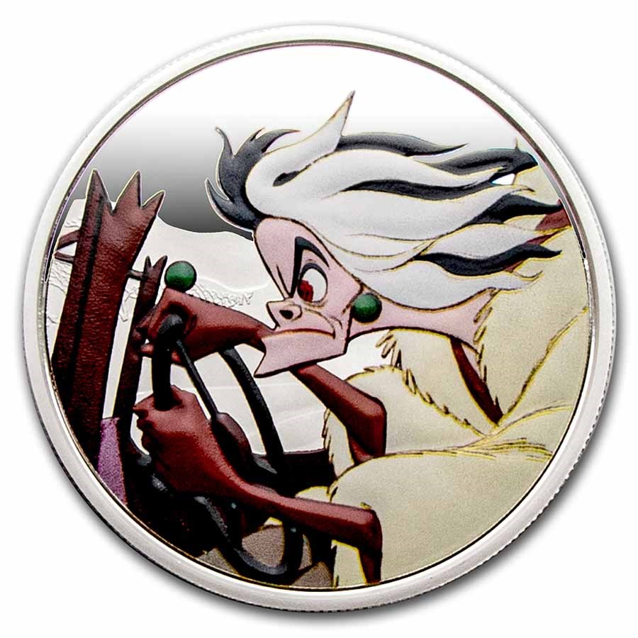 2022 Niue 1 oz Silver $2 101 Dalmatians Series: Cruella de Vil