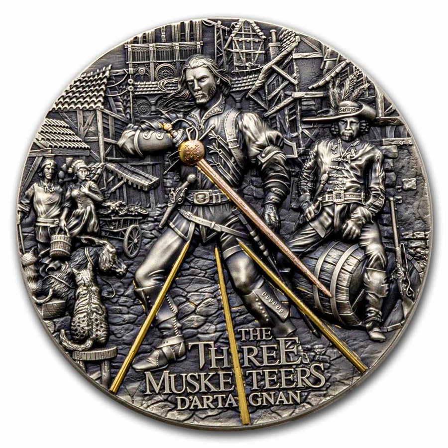 2022 Niue 2 oz Antique Silver The Three Musketeers: D'Artagnan