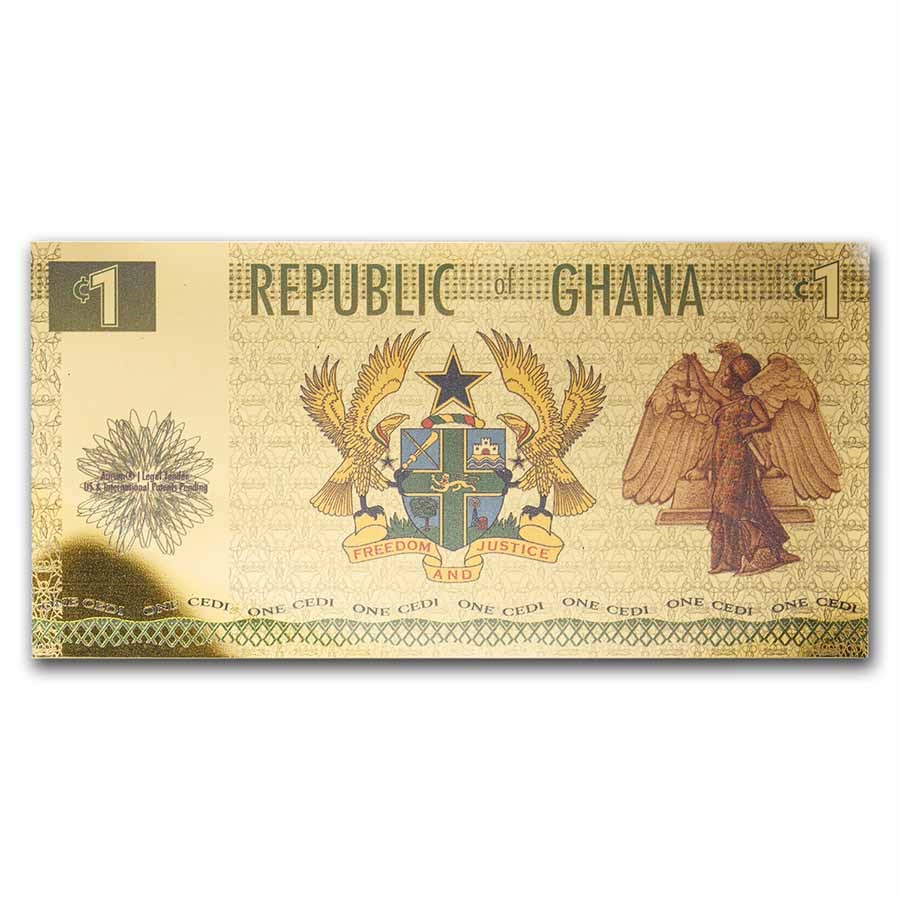 2022 Republic of Ghana 1/1000 oz Gold African Justice Foil Note