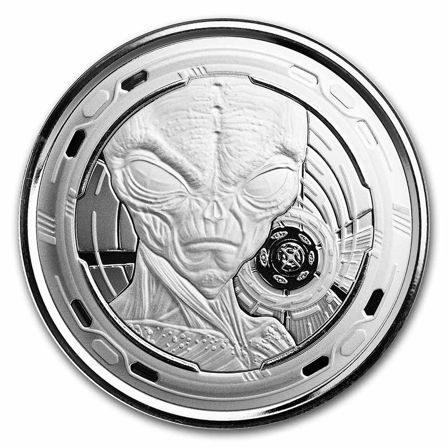 Buy 2022 Republic of Ghana 1 oz Silver 5 Cedis Space Alien BU | APMEX