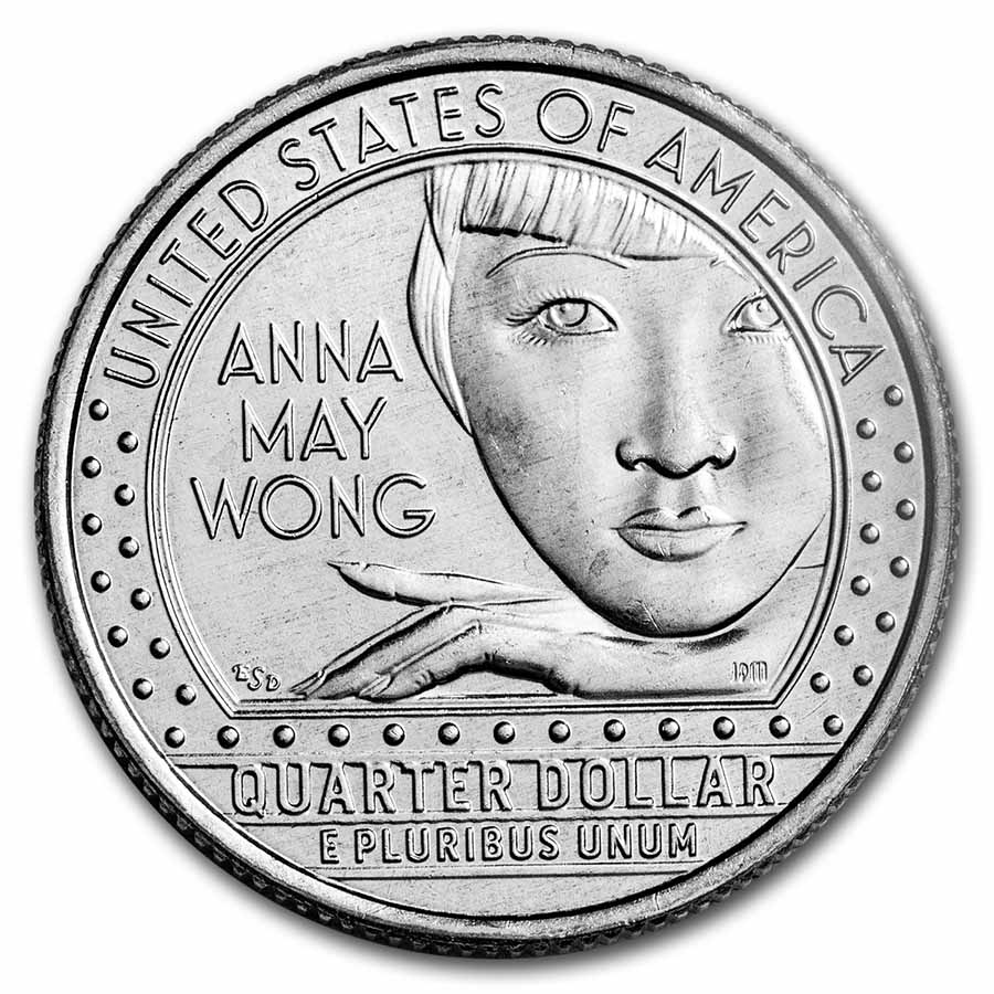 Buy 2022 S Anna May Wong Quarter BU APMEX   2022 S Anna May Wong Quarter Bu 268857 Obv 