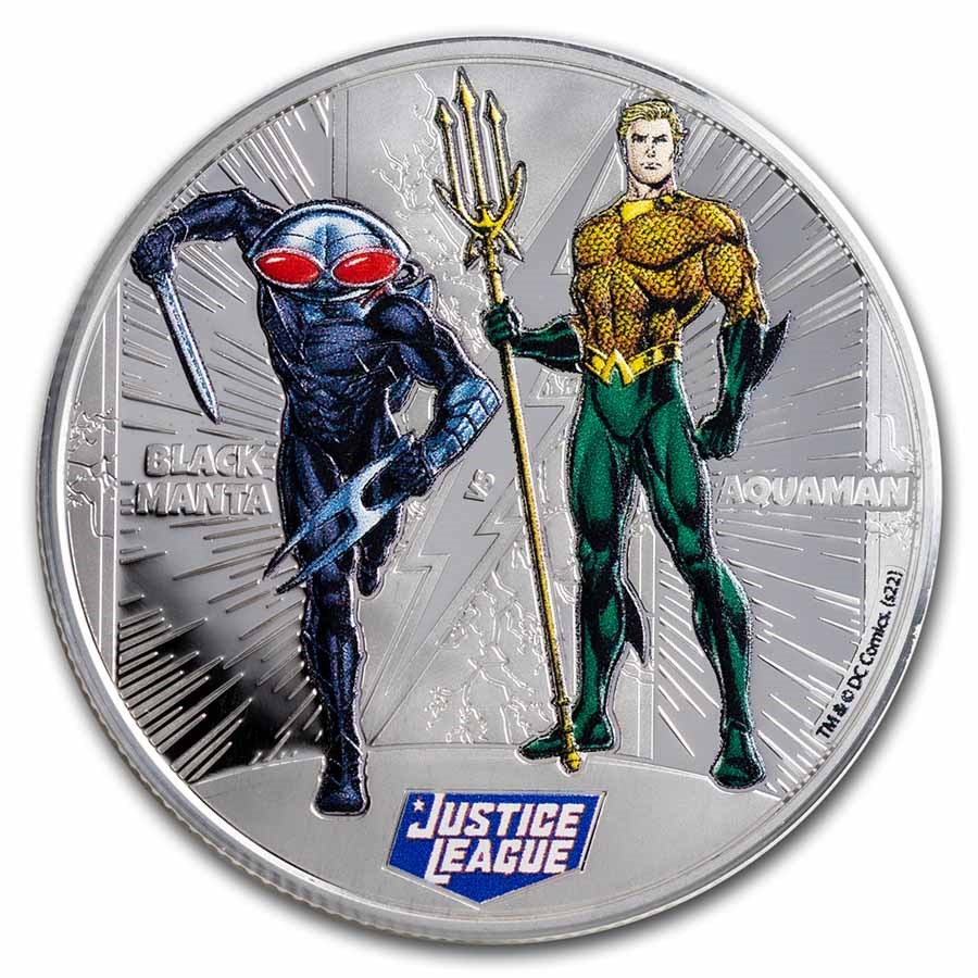 2022 Samoa 1/2 oz Silver Justice League: Aquaman vs. Black Manta