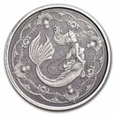 2022 Samoa 1 oz Ag 2 Tala Mermaid Princess of the Seas (Antique)