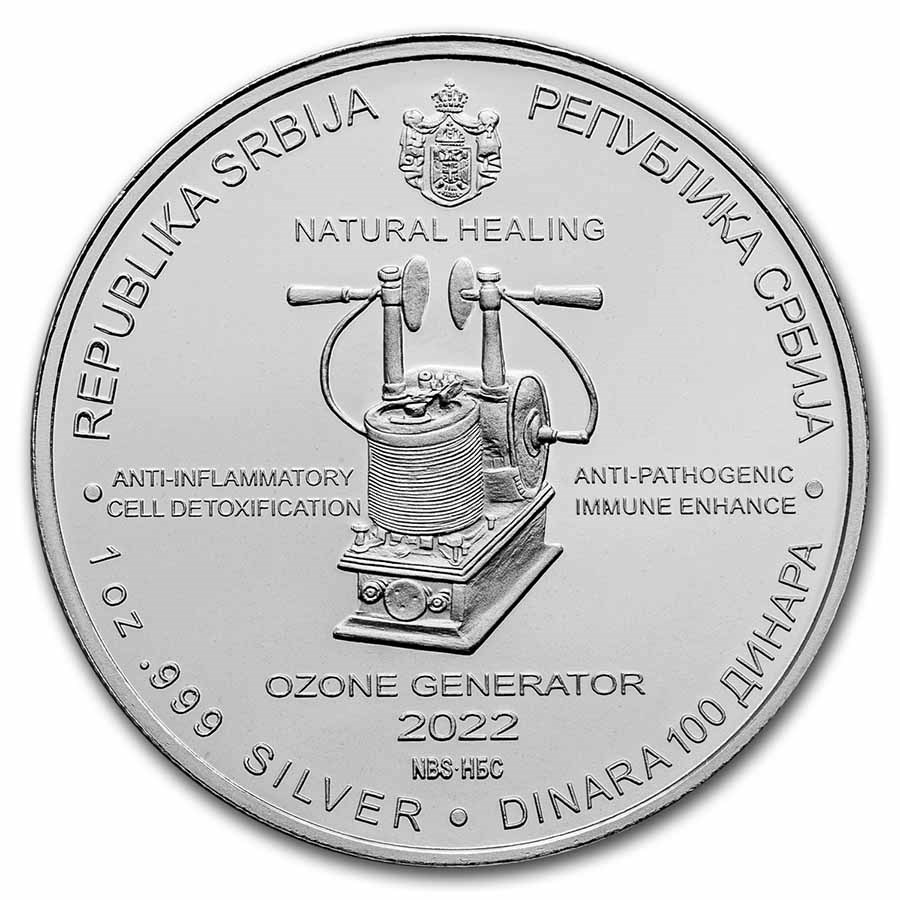 2022 Serbia 1 oz Proof Ag 100 Dinar Nikola Tesla: Ozone Generator