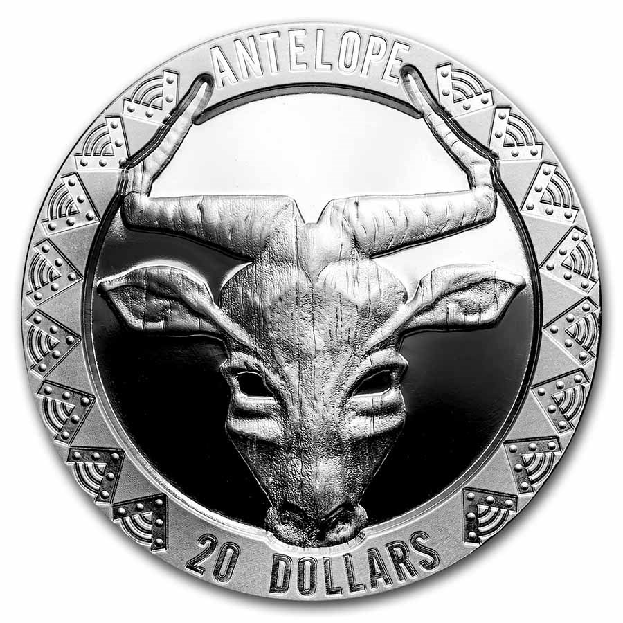 2022 Sierra Leone 2 oz Silver $20 High Relief Wild Five: Antelope