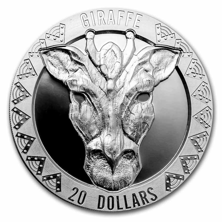 2022 Sierra Leone 2 oz Silver $20 High Relief Wild Five: Giraffe