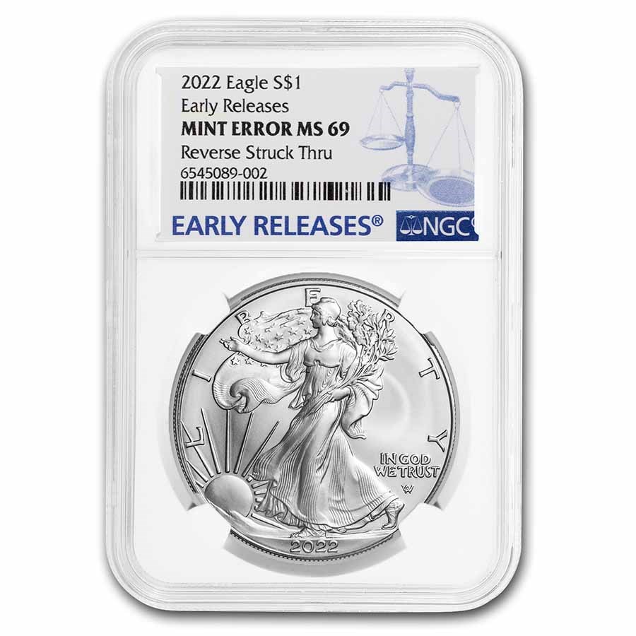 2022 NGC MS-69 Mint Error Reverse Struck Thru Gold Eagle Coin