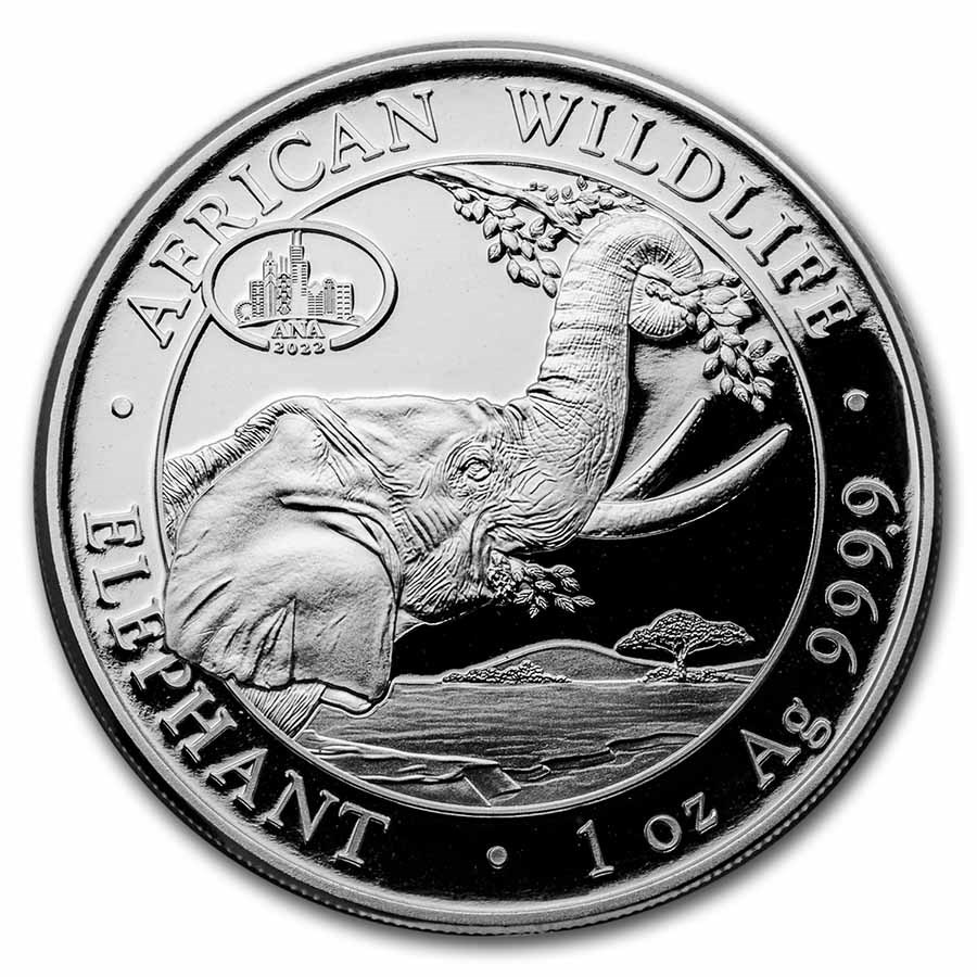 Buy 2022 Somalia 1 oz Silver Elephant (Chicago ANA Privy Mark) APMEX