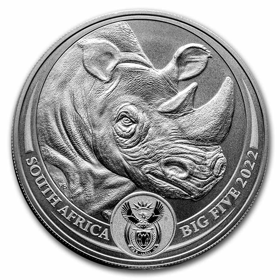 2022 South Africa 1 oz Silver Big Five Rhino BU