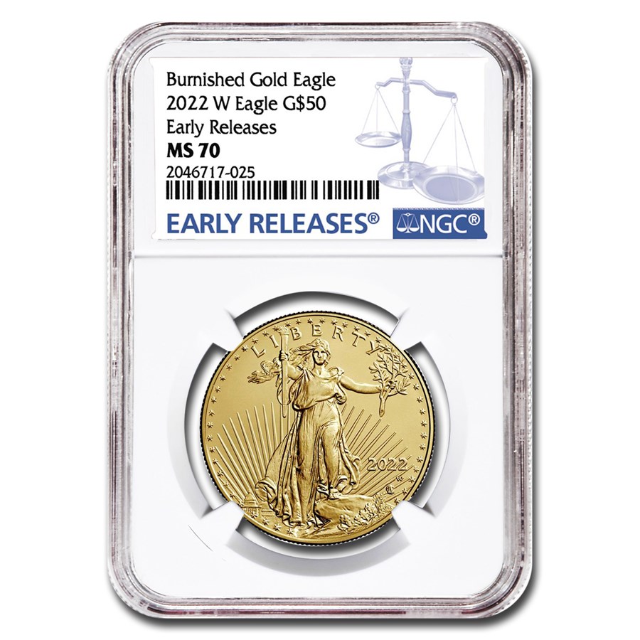 2022-W 1 oz Burnished Gold Eagle MS-70 NGC (Early Release)