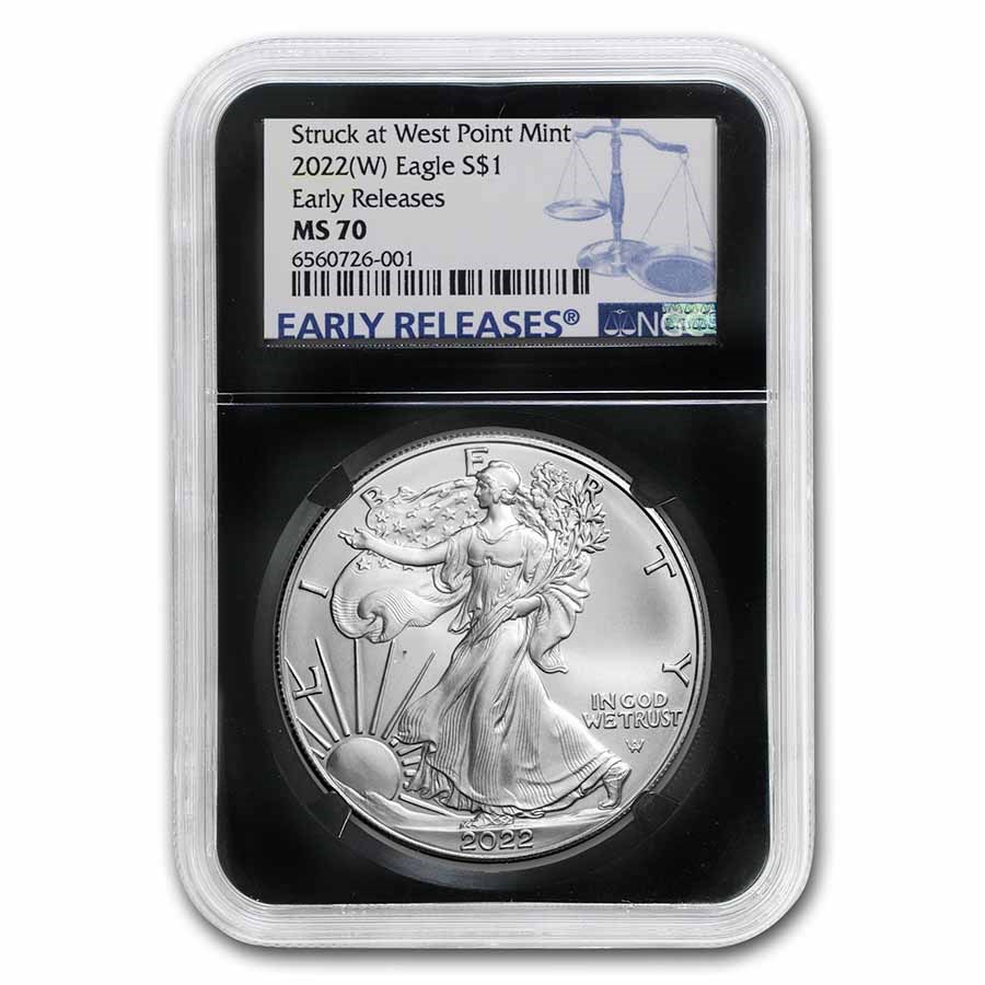 2022-(W) American Silver Eagle MS-70 NGC (ER, Retro Black Core)