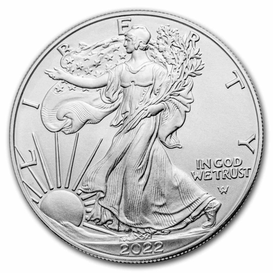 2022-W Burnished American Silver Eagle (w/Box & COA, Spotted)