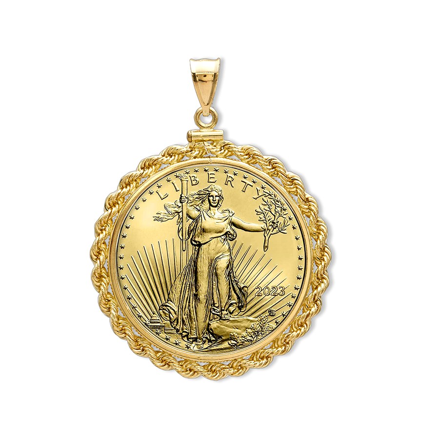 2023 1/10 oz Gold Eagle Pendant (Rope-ScrewTop Bezel)