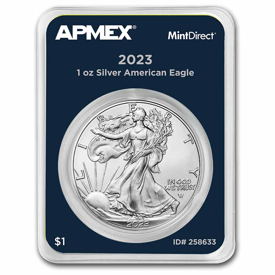 Buy 2023 1 Oz Silver Eagle MintDirect Single APMEX   2023 1 Oz American Silver Eagle Mintdirect Single 258633 Slab 