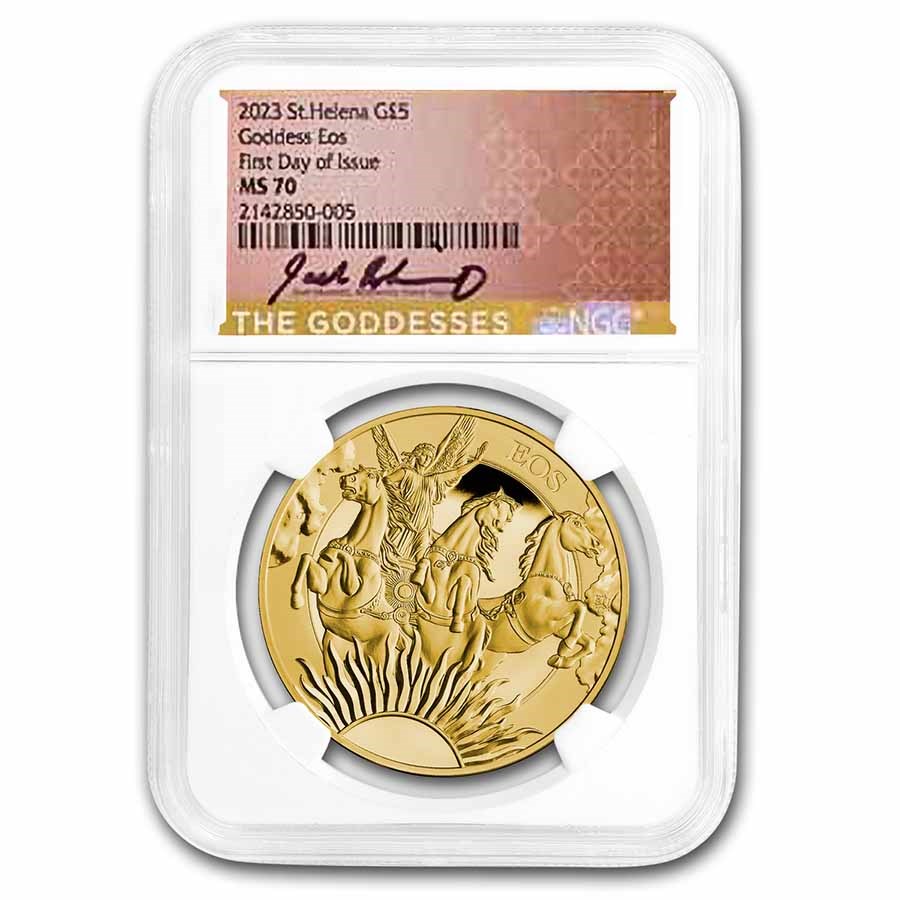 2023 1 oz Gold Goddesses: Eos and the Horses MS-70 NGC (FDI)