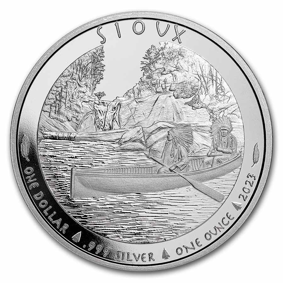 Buy 2023 1 oz Silver 1 Sioux Indian Chief Canoe BU APMEX