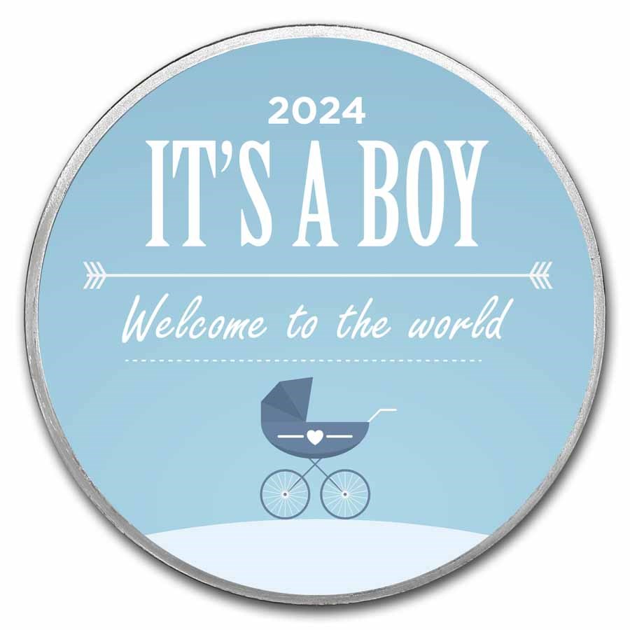 2023 1 oz Silver Colorized Round - APMEX (It's A Boy, Stroller)