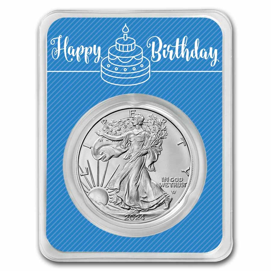 2023 1 oz Silver Eagle - w/Happy Birthday, Blue Card, In TEP