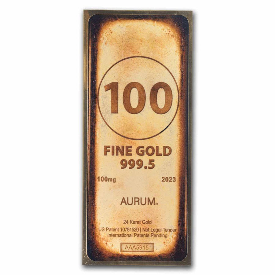 2023 100 Milligrams Gold Aurum Note Gold Bar 24K