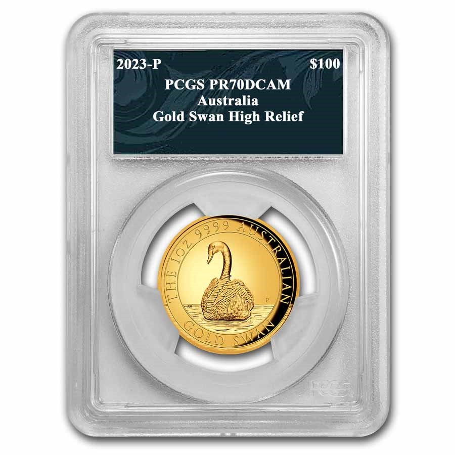 2023 Australia 1 oz Gold Swan PR-70 PCGS High Relief (Swan Label)