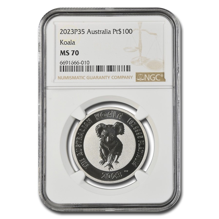 2023 Australia 1 oz Platinum Koala 35th Anniversary MS-70 NGC