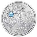 2023 Austria Silver €20 Secrets of Snow Snowflake Blue Crystal