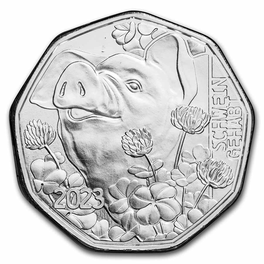 2023 Austria Silver €5 New Year's: The Popular Pig