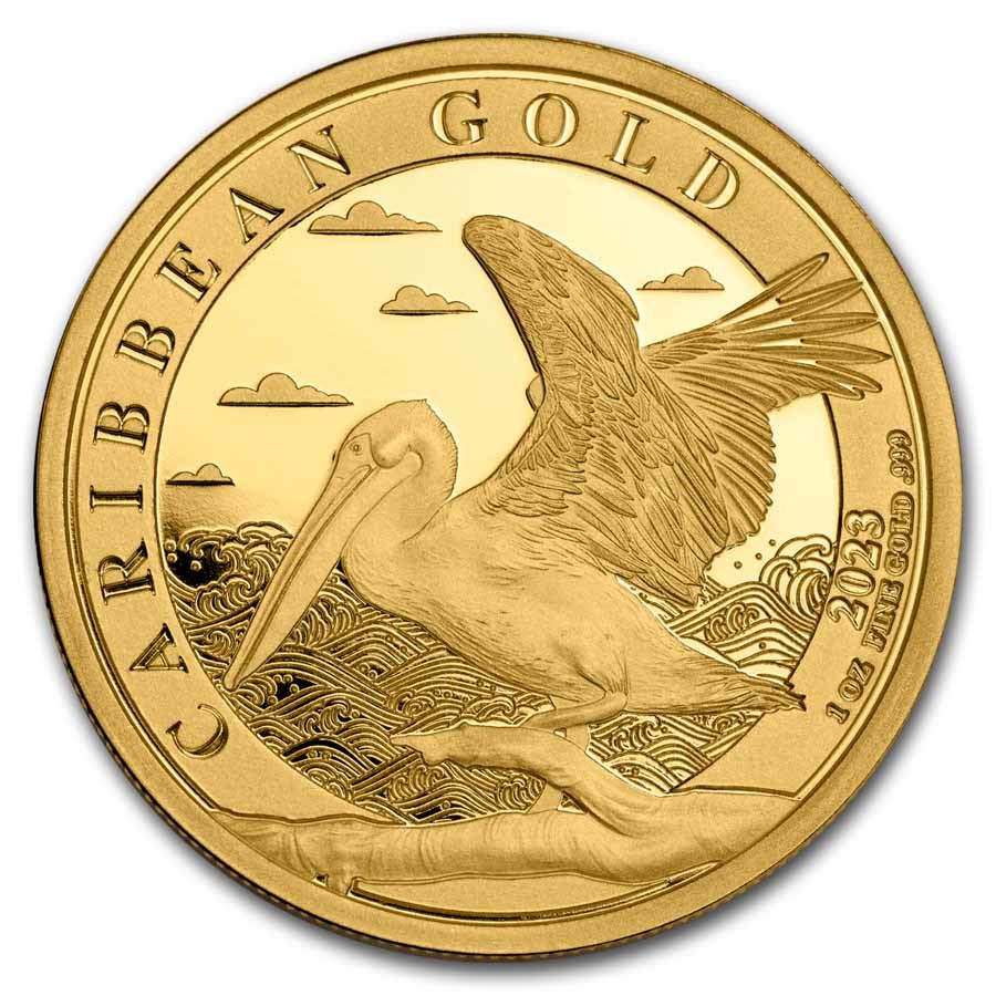 2023 Barbados 1 oz Gold Caribbean Pelican BU