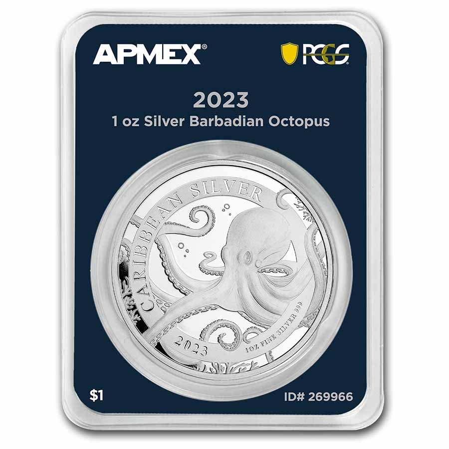 2023 Barbados 1 oz Silver Octopus (MD® Premier + PCGS FS)