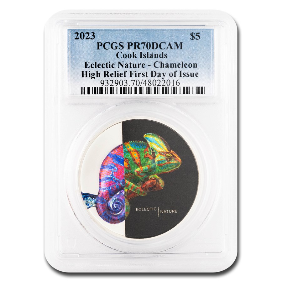 2023 C Islands 1 oz AG Eclectic Nature: Chameleon PR-70 PCGS FDI